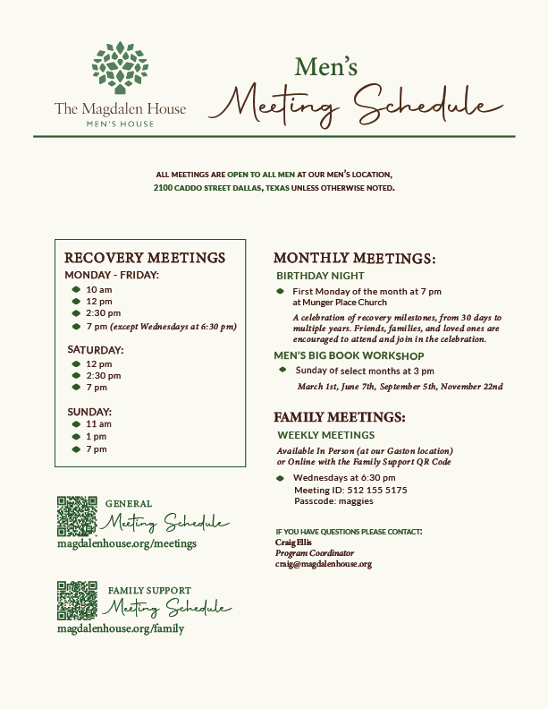 Men's Meeting Schedule
