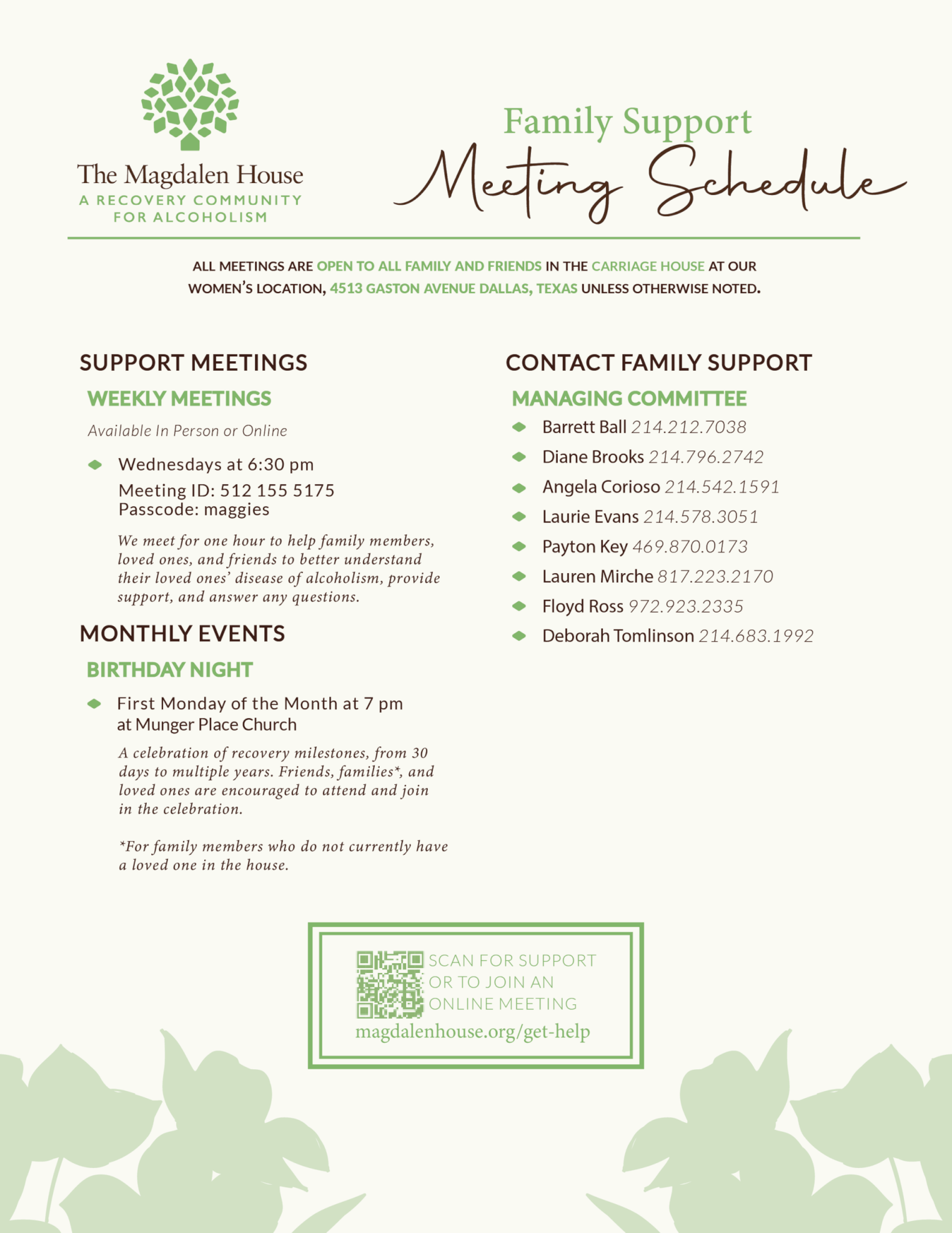 Family Support | The Magdalen House | A Recovery Community for Alcoholism Party_2. Family holding sparkler anniversary event Family Support Meeting Schedule